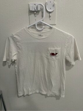 Vineyard Vines White Short-Sleeve Pocket Tee with Red Whale